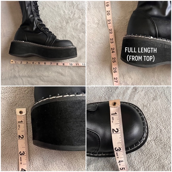 Demonia Emily 375 Stretch Vegan Leather Platform Lace-Up Thigh High 24-Eye Boots - Picture 16 of 16